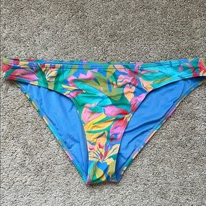 Billabong Tropical Print Bikini Bottom - Blue and Pink